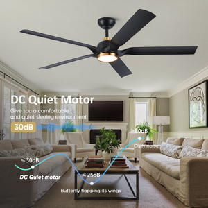 พัดลมเพดานดีไซน์ประหยัดพลังงาน เงียบสงบ พร้อมมอเตอร์ไฟฟ้ากระแสตรง ควบคุมผ่านแอป <span class=keywords><strong>Alexa</strong></span> และ Tuya สำหรับห้องนั่งเล่น ห้องนอน หรือสำนักงาน สไตล์อินดัสเทรียลเรโทร - Product Image 4