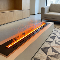 Meuble TV encastré avec foyer à vapeur, foyer décoratif à flamme LED 3D avec rangement pour usage intérieur