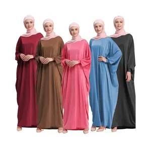 Groothandel Plus Size Moslim Vrouwen Jurk Losse Batwing Mouw Arabisch Abaya Dubai Islamitische Kleding