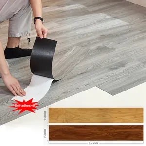 Suelo de vinilo autoadhesivo de grano Madera SPC Suelo de plástico Formaldehído Libre PVC Sala de estar Tablón de vinilo rígido de interior moderno