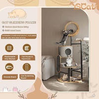 Mobilier moderne de luxe pour petit animal de compagnie arbre à chat grattoir poteau Faux rotin Espace Capsule Palmier Conception en bois Chat Maison Carton