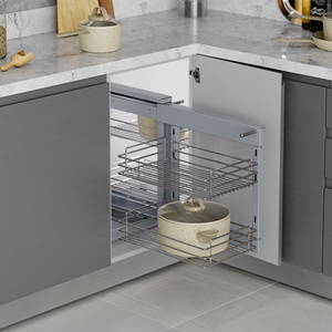 EMUCA EMU8977211 Sistema de Esquina Extraíble para Muebles de Cocina Suprastar, Cajones de Acero Cromado Pulido, Hecho en Italia - Product Image 3