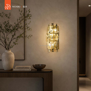 Lampe murale de luxe en acier inoxydable et cristal minéral, lampes en cristal pour hôtel, villa, hall d'entrée - Product Image 2