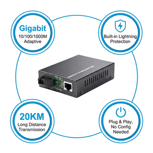 Convertidor de Medios de Fibra Gigabit a <span class=keywords><strong>Precio</strong></span> de Fábrica, 10/100/1000Mbps, Monomodo, Fibra Única, 20KM, Puerto SC, Transceptor Óptico - Product Image 5