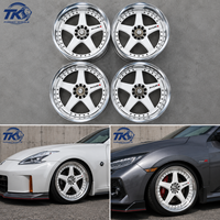 عجلات سبائك مصنوعة من قطعتين بأسلوب JDM الكلاسيكي مقاس 17 و18 و19 و20 بوصة 5x112 5x114.3 من المصنع بخمسة أذرع بيضاء لسيارات الأداء اليابانية