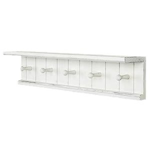 Wall-mounted <b>Wooden</b> Entryway <b>Coat</b> Rack With Five <b>Hooks</b> Multipurpose Storage For Home Living Room Bedroom Kitchen - Product Image 4