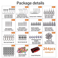 JSFUN 264 pièces – Boîte à outils multifonctionnelle étanche en métal et plastique pour accessoires de pêche, hameçons et boucles pour poisson-chat et requin