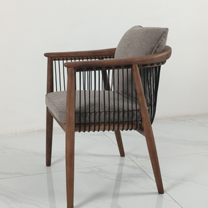 <span class=keywords><strong>Poltrona</strong></span> Longstar in Stile Wabi-sabi in Legno Massello con Design a Corda sullo Schienale, <span class=keywords><strong>Poltrona</strong></span> Moderna <span class=keywords><strong>Ergonomica</strong></span> per Soggiorno - Product Image 1