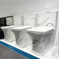 Ensemble de sanitaires en marbre en gros d'usine : lavabo mural en céramique et toilettes sur pied pour salle de bain