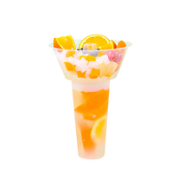 Maßgefertigte Einweg-Kaltgetränkebecher und Pommes-Flügel-Snackschale mit Logo in einem Becher