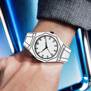 2025 nouveau Style de dessin animé <span class=keywords><strong>Anime</strong></span> Design montre pour hommes Art étudiants croquis horloges blanc personnalité ligne montres à Quartz - Product Image 3