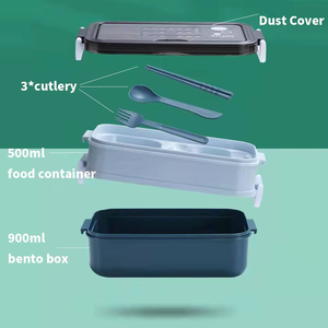 1pc 1050ml Dual Tier Heatable Leak Proof Eco-Friendly <b>Lunch</b> <b>Box</b> Portable <b>Compartment</b> <b>Box</b> Microwave Fork Chopsticks Spoon Picnic - Product Image 6