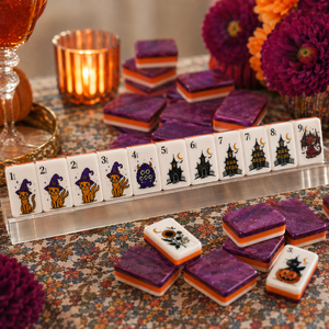Coffret Cadeau Mahjong Halloween, Tuiles Acryliques Scintillantes à 3 Couches avec Support, Dés, Jetons et Carte de Score 2026, Soirée de Jeu Horreur - Product Image 4