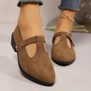 Novedad de Otoño, Zapatos Planos de Tacón Bajo con Punta Puntiaguda, Estilo Británico, para Mujer, Talla Grande, Tacón Grueso, Retro, Zapatos de Cuero - Product Image 2