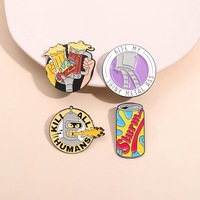 Precios de Fábrica Nuevo Diseño Sencillo y Personalizado de Extraterrestres, Broches y Pines de Solapa Esmaltados de Dibujos Animados Futurama para Bebidas Versátiles