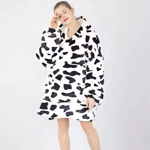 Coperta da notte in pile regalo <span class=keywords><strong>con</strong></span> <span class=keywords><strong>cappuccio</strong></span> per adulti di alta qualità in bianco e nero - Product Image 1