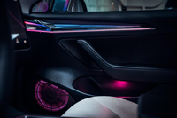 Lumière ambiante dynamique RGB 12V pour Tesla Model 3/Y 2021-2023, bande LED intérieure en fibre de carbone électro-plaquée gravée au laser, arc-en-ciel