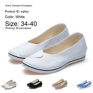 <span class=keywords><strong>Scarpe</strong></span> da infermiera bianche leggere <span class=keywords><strong>con</strong></span> lacci e chiusura a calzino, nuovo stile 2026, traspiranti, <span class=keywords><strong>con</strong></span> suola morbida a <span class=keywords><strong>zeppa</strong></span>, design piatto estivo, all'ingrosso - Product Image 5