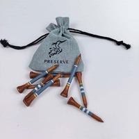 Piques et tees de golf écologiques légers à faible MOQ avec logo personnalisé, en bois naturel et bambou, emballage en vrac et sac en papier