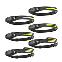 Lampe frontale LED rechargeable portable à capteur, trois sources lumineuses à induction multi-directionnelle, en silicone, pour activités extérieures
