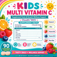 Complément alimentaire multivitaminé à croquer pour enfants, saveur baies, marque privée, enrichi en sureau, pour renforcer l'immunité et soutenir les défenses corporelles