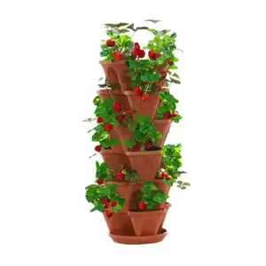 Indoor Outdoor vertikal penyiraman diri tingkat dari atas bawah tumbuh herbal segar Pot Stackable taman penanam Set