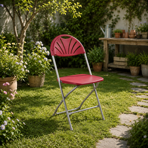 Chaise pliante moderne en plastique rouge, durable, portable, légère et confortable pour mariages, réunions, usage domestique, villa, atelier - Product Image 1
