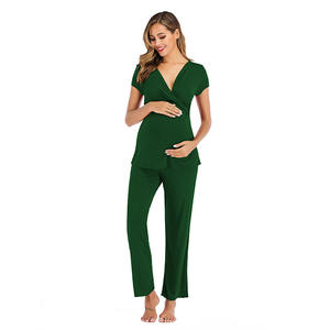 Ensembles de pyjamas de maternité en modal 3 en 1, pyjamas d'allaitement, pyjamas d'hôpital, vêtements de nuit pour la <span class=keywords><strong>grossesse</strong></span> et l'allaitement - Product Image 4