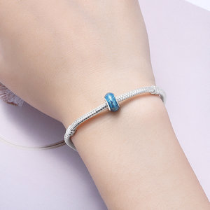 white <b>copper</b> popular style blue rubber stopper bead, DIY <b>bracelet</b> jewelry accessories pendant wholesale, <b>bracelet</b> pendant - Product Image 3