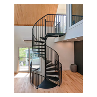 Kit d'escalier en spirale préfabriqué en acier au carbone - Escaliers courbes gain de place pour l'extérieur/l'intérieur, pour loft, mezzanine, villa