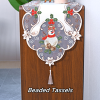 2024 Nouvel arbre de Noël, bonhomme de neige de Noël, nappe en lin brodé