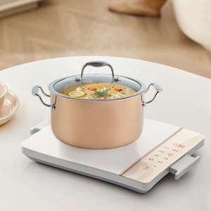 Olla pequeña tipo horno holandés, apta para inducción, de acero inoxidable de triple capa, fácil de limpiar y apta para lavavajillas. - Product Image 1