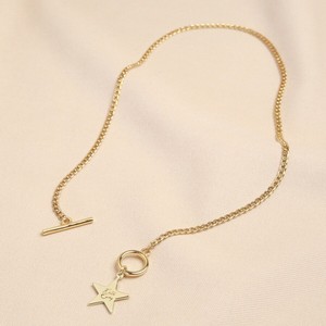 Simple Trending Jewelry Stainless Steel 14k Gold Coin Pendant Engraved <strong>Necklace</strong> Minimalist Women Toggle Clasp <strong>T</strong> <strong>Bar</strong> <strong>Necklace</strong> - Product Image 6