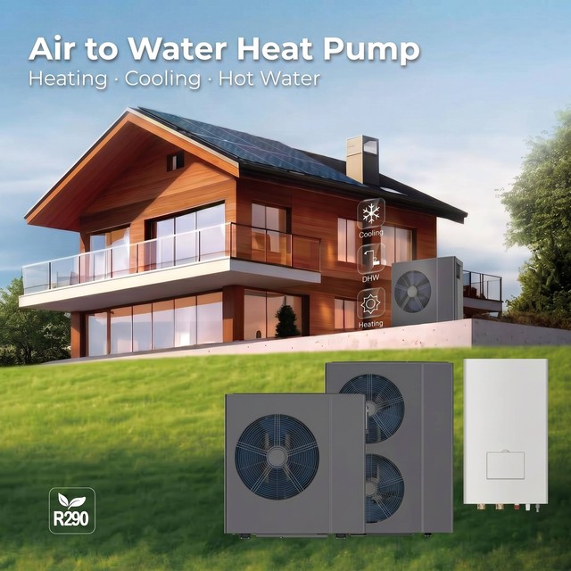 R290 12KW Monoblock Air Source Heat Pump A+++ 75C Space Heating Cooling DHW