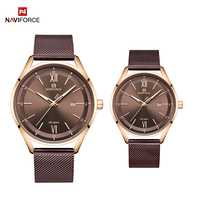 NAVIFORCE 3013 ब्रांड फैशन युगल घड़ियाँ लक्जरी स्टेनलेस स्टील प्रेमियों घड़ी दिनांक घड़ी निविड़ अंधकार महिलाओं पुरुषों क्वार्ट्ज घड़ी