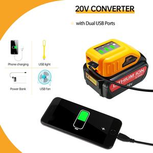 电池 USB 充电器适配器适用于得伟 20V MAX 电池发电机电源转换器，带双 USB 充电器，适合工作、露营、旅行 - Product Image 2