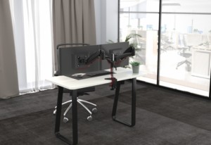 Soporte de Monitor Ajustable en Altura con Montura en V para <span class=keywords><strong>2</strong></span> Monitores de 15-32 Pulgadas, Aluminio y ABS, Inclinación de 90 Grados - Product Image 6