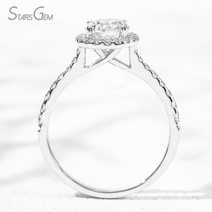Anillo de Compromiso Clásico con Halo de Oro Blanco de 18K y Diamante Cultivado en Laboratorio Starsgem de 1.22ct DEF VS, Corte Brillante Redondo, 2.64g - Product Image 5