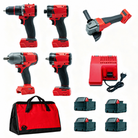 Juego Completo de Herramientas Eléctricas Inalámbricas, Kit Combinado Multifunción para Perforar, Atornillar, Esmerilar, Automoción y Construcción