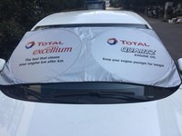 Pare-soleil de pare-brise de voiture réfléchissant, protection ultime, design en polyester 170T argenté, pliable, logo personnalisé, convient aux petites berlines