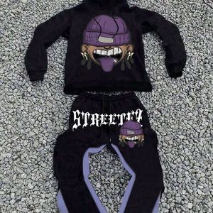 Ensemble de survêtement décontracté pour homme, imprimé graphique Hip Hop personnalisé, sweat-shirt et pantalon de jogging à jambes larges - Product Image 4