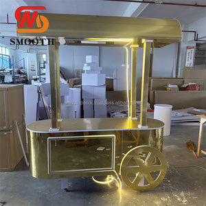 รถเข็นเค้กขนมหวานอะคริลิกสีทองรถเข็นสำหรับตกแต่งปาร์ตี้งานแต่งงานดีไซน์ใหม่เรียบแวววาว - Product Image 6