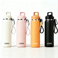 Gourde isotherme sportive portable en acier inoxydable à double paroi, anti-fuite, avec paille et cordon, pour activités de plein air, personnalisable à faible MOQ