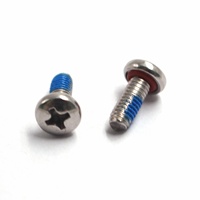 Sekrup Mesin Baja Tahan Karat Kepala Pan Phillips dengan Cincin O Merah dan Perekat Ulir Biru untuk Penguncian M3x8 M4x10 M5x12