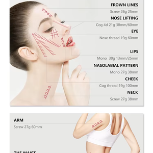 ไหมยกกระชับหน้าแบบ<span class=keywords><strong>สอง</strong></span>ทิศทาง Korea Sterile Hilos Tensores ขนาด 21g 38 มม. แบบ Fox Eye พร้อมเข็ม Cannula PDO Cog 4D - Product Image 1