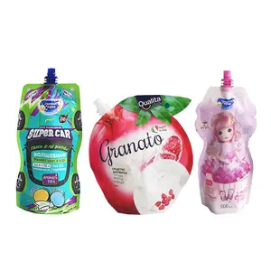 Customized Recyclable Zipper Bag Food Suckable Jelly Packaging Milk Juice Liquid Spout Plain Model Gravure Printing Surface