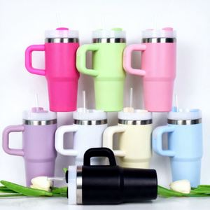 <b>Kids</b> 14oz Stainless Steel Drinking Tumbler with Straw Handle Vacuum Insulated Travel Cup - Product Image 2