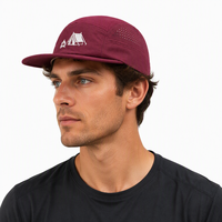 Casquette de camping classique 5 panneaux marron en ripstop et maille, légère, respirante, de haute qualité, avec logo personnalisé, pour la course à pied