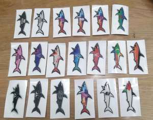 25 autocollants 3D requin personnalisés très demandés, en PVC, résistants aux UV, imperméables, finition brillante, thème Paul élégant, décorations DIY - Product Image 2