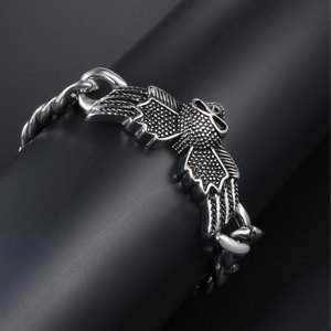 Stainless Steel Skull Wing Bracelet For <b>Men</b> Punk Fashion Jewelry Gift <b>Chain</b> Link Design Geometric Pattern CE455 - Product Image 3